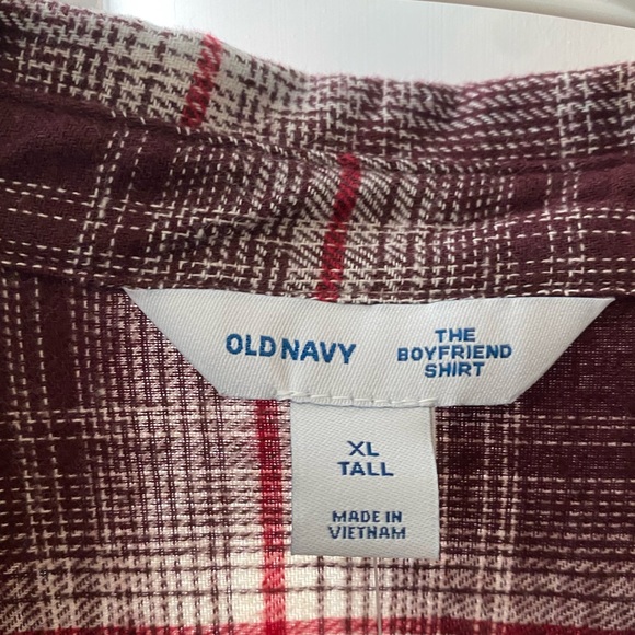 NWT Old Navy The Boyfriend Shirt LS Button Down Plaid Shirt Women’s XL Tall XLT - Picture 4 of 8